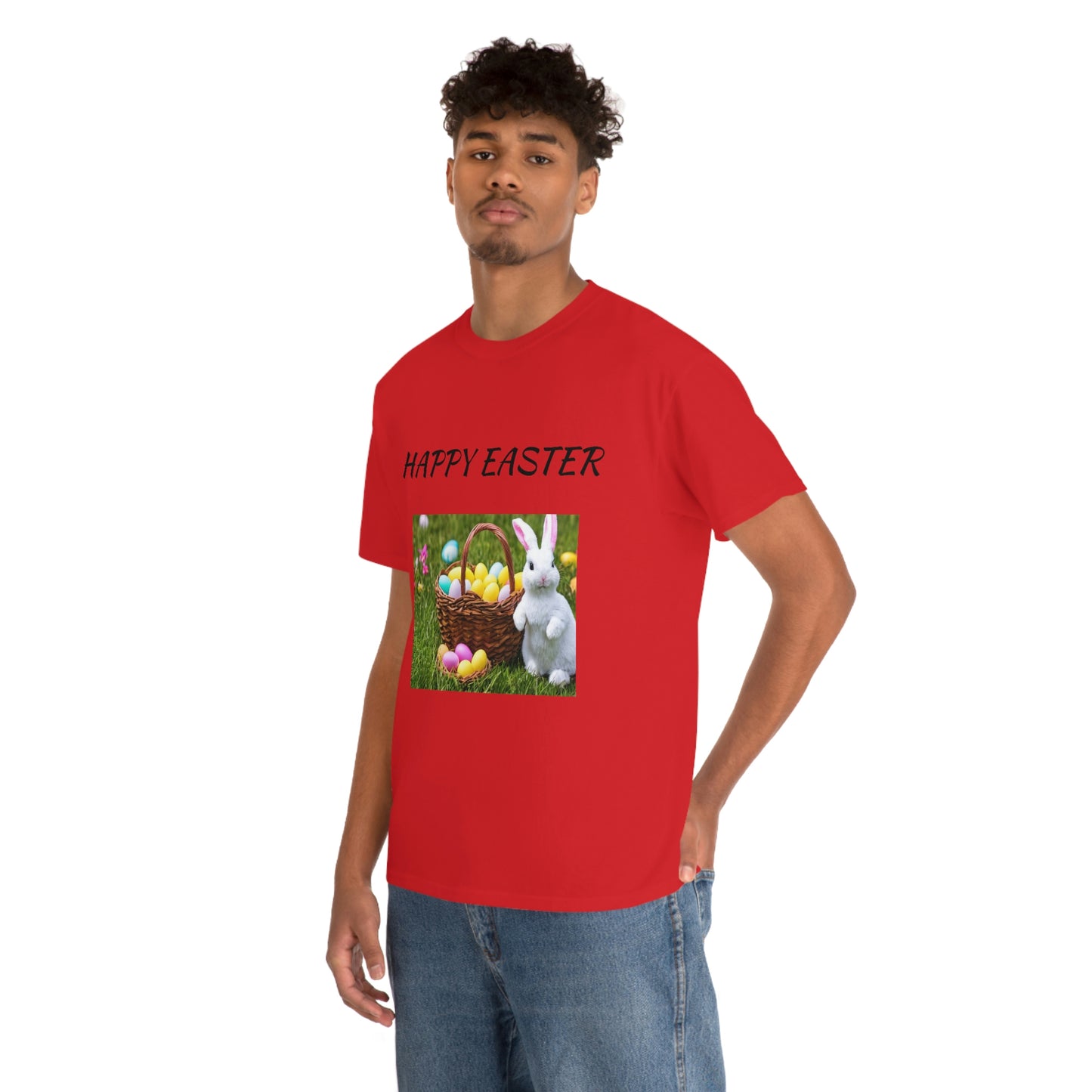 Happy Easter T-Shirt with Bunny and Colored Eggs