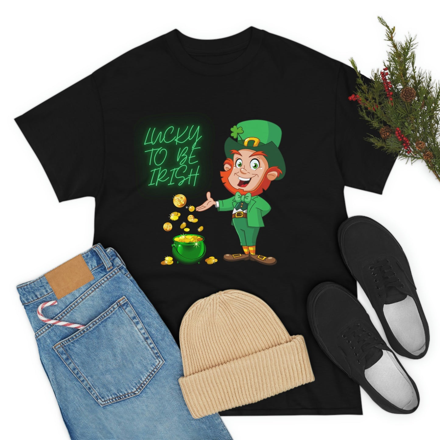 St. Patricks Day, Feeling lucky, rainbow, pot of gold, Unisex Ultra Cotton Tee, Lucky to be irish, shamrock, leprechaun