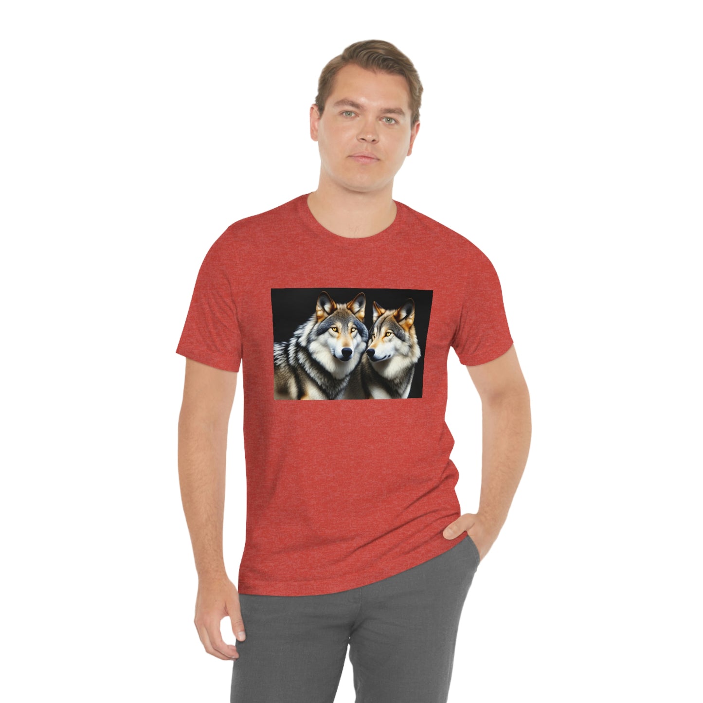 Wolf Short Sleeve Tee, wolves, gift for man, t-shirt for man, t-shirt with wolf, 2 wolves