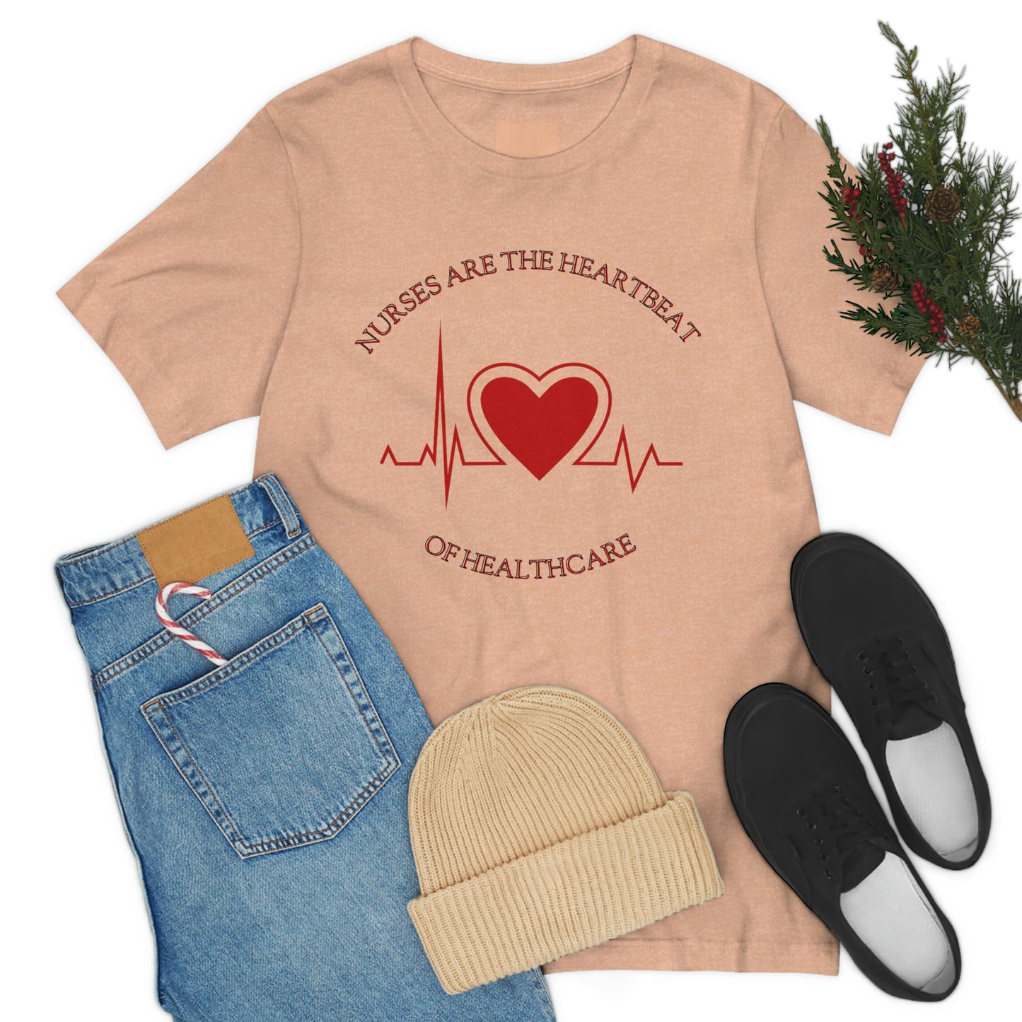 Unisex Jersey Short Sleeve Tee for Nurse, gift for nurse, nurses are the heartbeat for healthcare, heartbeat, nurse valentine gift