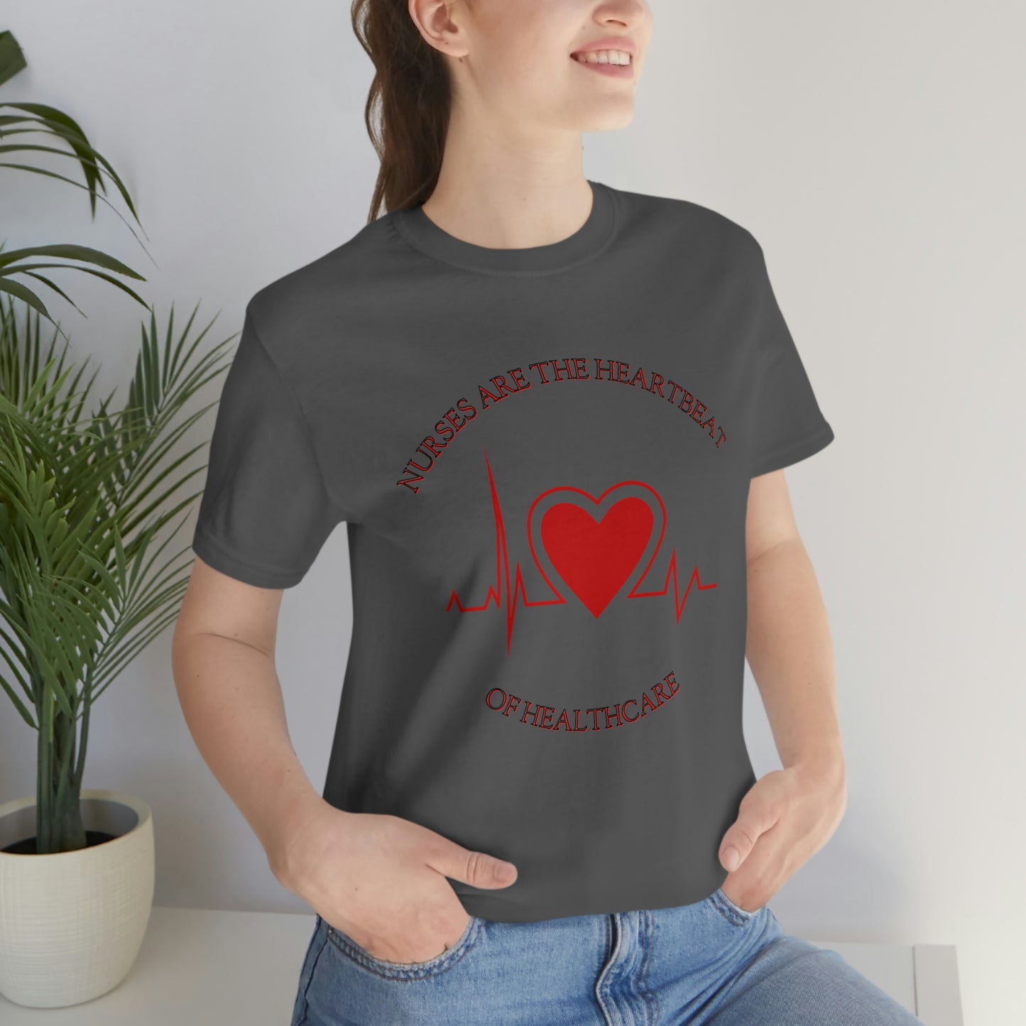 Unisex Jersey Short Sleeve Tee for Nurse, gift for nurse, nurses are the heartbeat for healthcare, heartbeat, nurse valentine gift