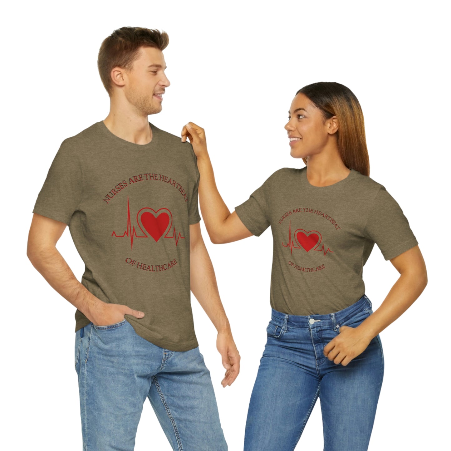 Unisex Jersey Short Sleeve Tee for Nurse, gift for nurse, nurses are the heartbeat for healthcare, heartbeat, nurse valentine gift