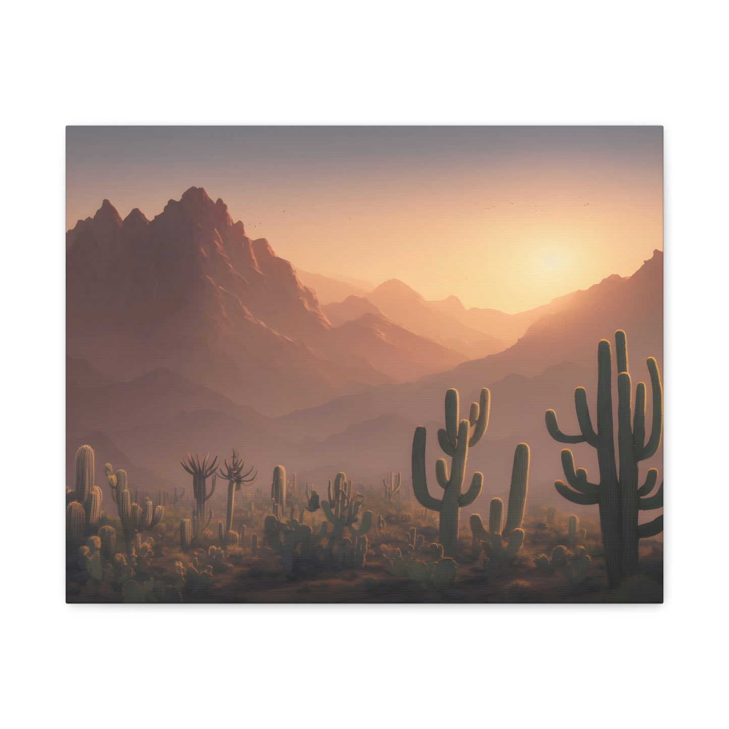 Vintage Desert and Mountain Landscape Canvas Print