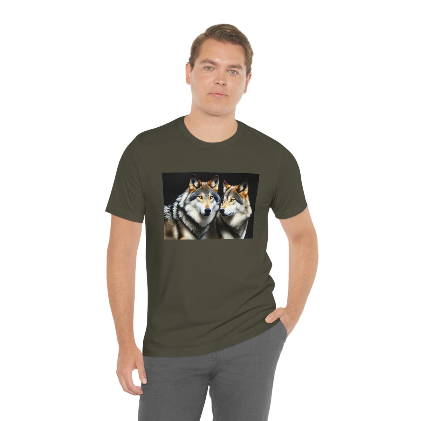 Wolf Short Sleeve Tee, wolves, gift for man, t-shirt for man, t-shirt with wolf, 2 wolves