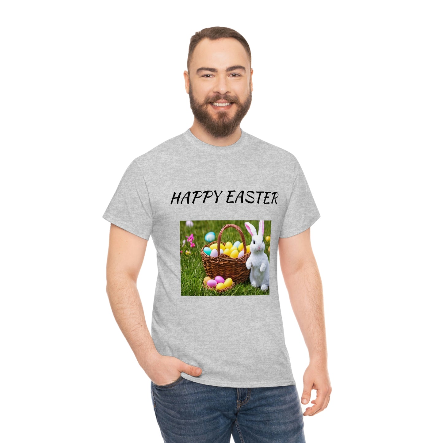 Happy Easter T-Shirt with Bunny and Colored Eggs