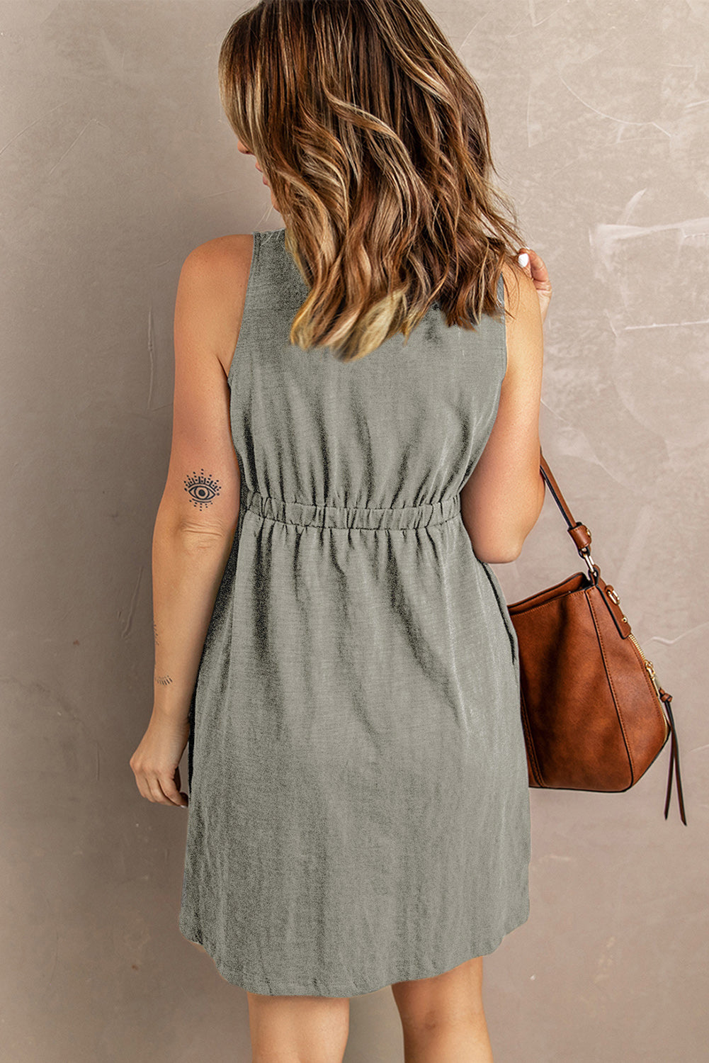 Sleeveless Button Down Mini Dress