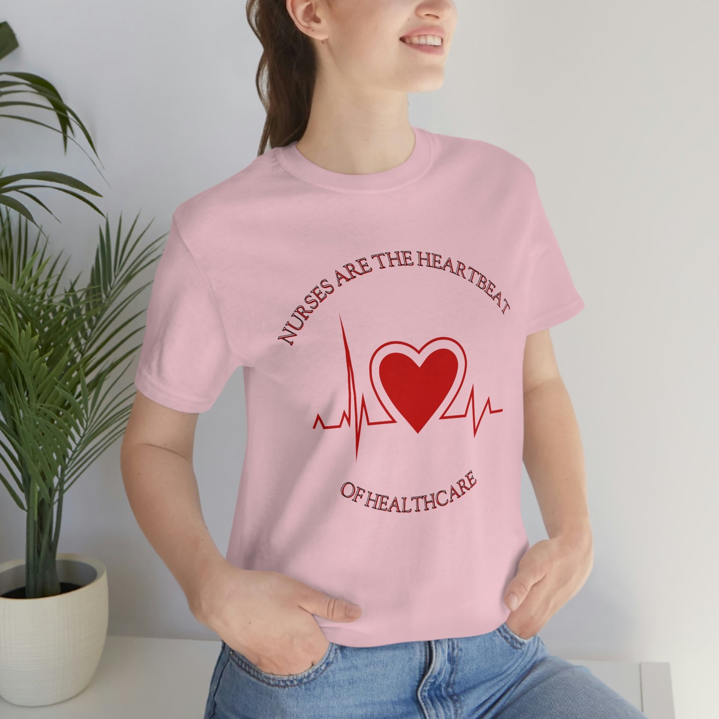 Unisex Jersey Short Sleeve Tee for Nurse, gift for nurse, nurses are the heartbeat for healthcare, heartbeat, nurse valentine gift