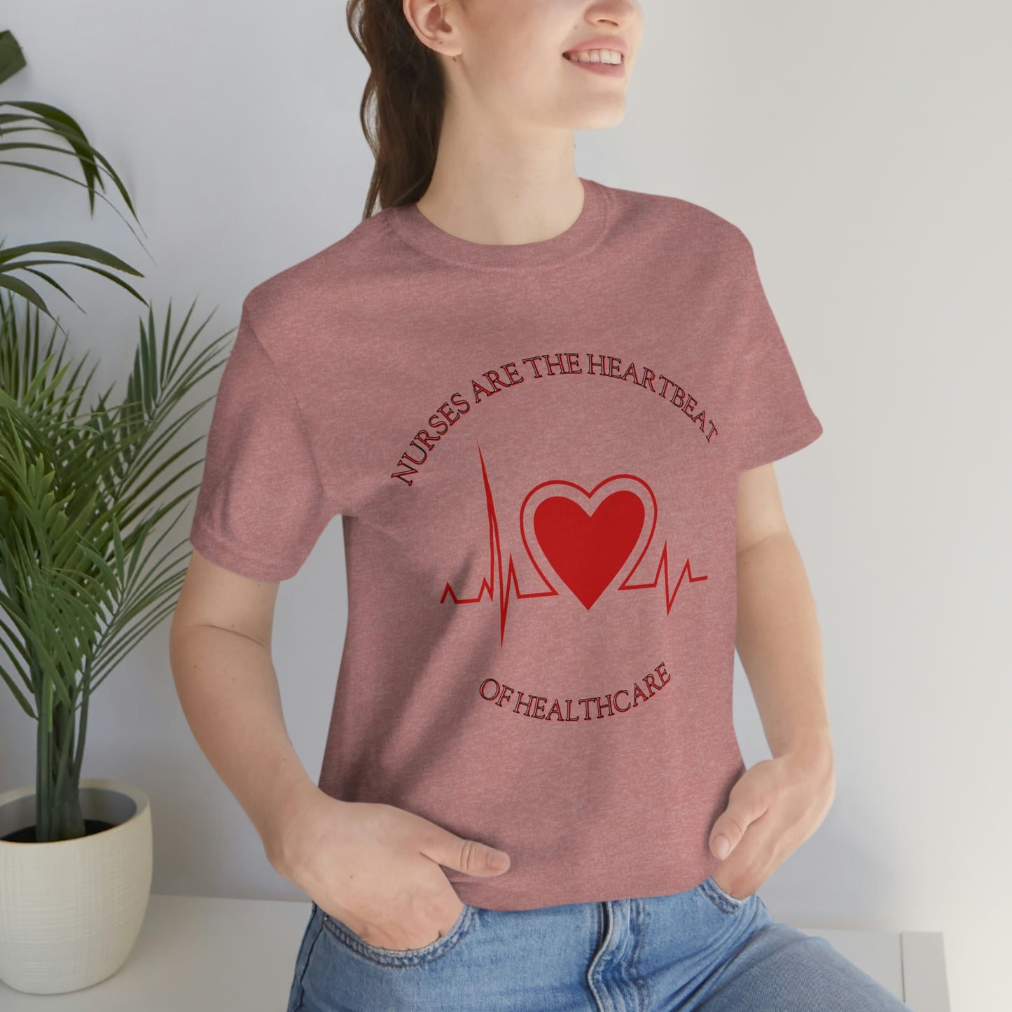 Unisex Jersey Short Sleeve Tee for Nurse, gift for nurse, nurses are the heartbeat for healthcare, heartbeat, nurse valentine gift