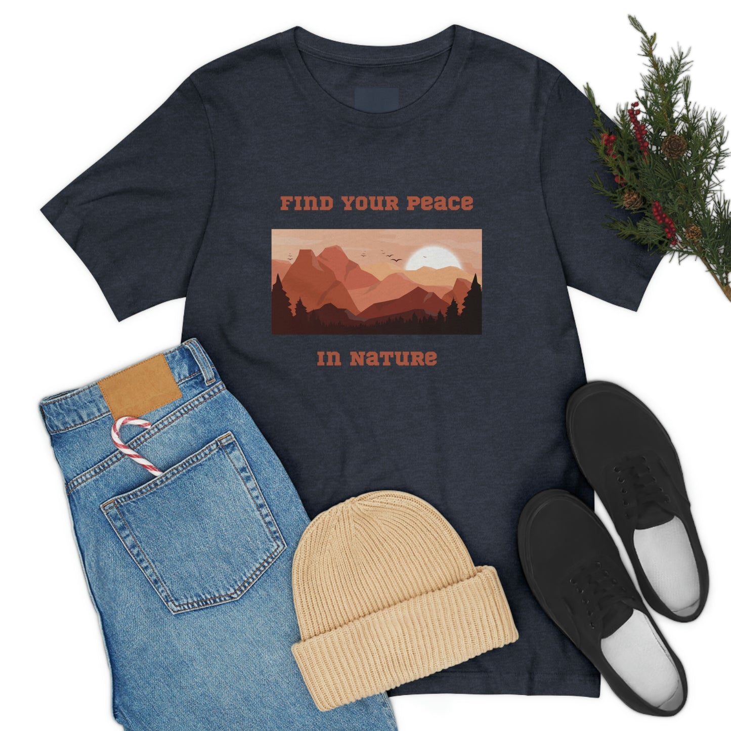 Find your peace in nature, nature lover Tee, camping t-shirt, hiking, camping, gift for the camper, outdoor lover Tee