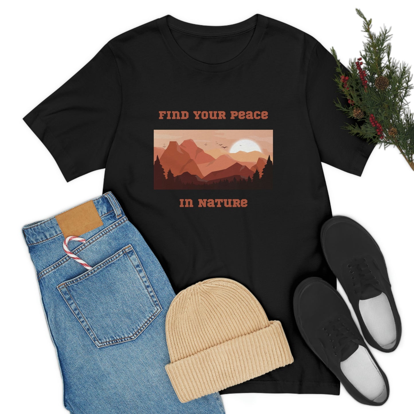 Find your peace in nature, nature lover Tee, camping t-shirt, hiking, camping, gift for the camper, outdoor lover Tee