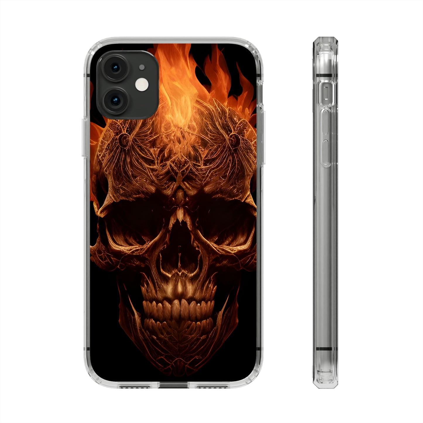 Flaming Skull Clear Iphone Case