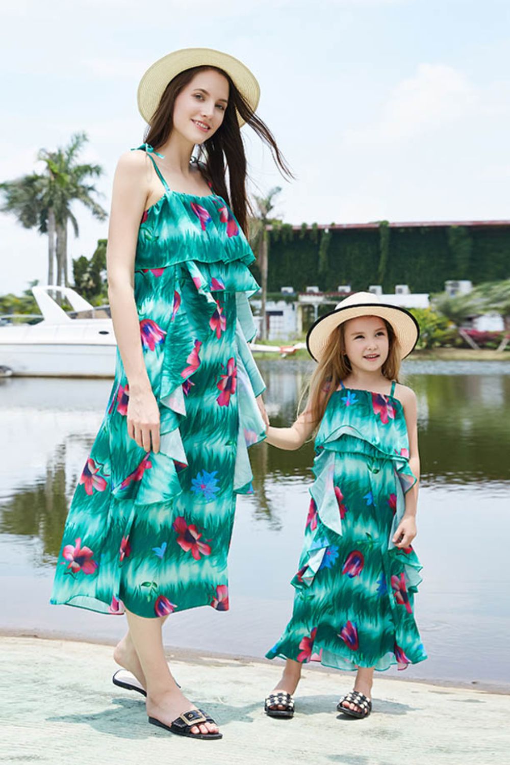 Girls Floral Ruffled Dress