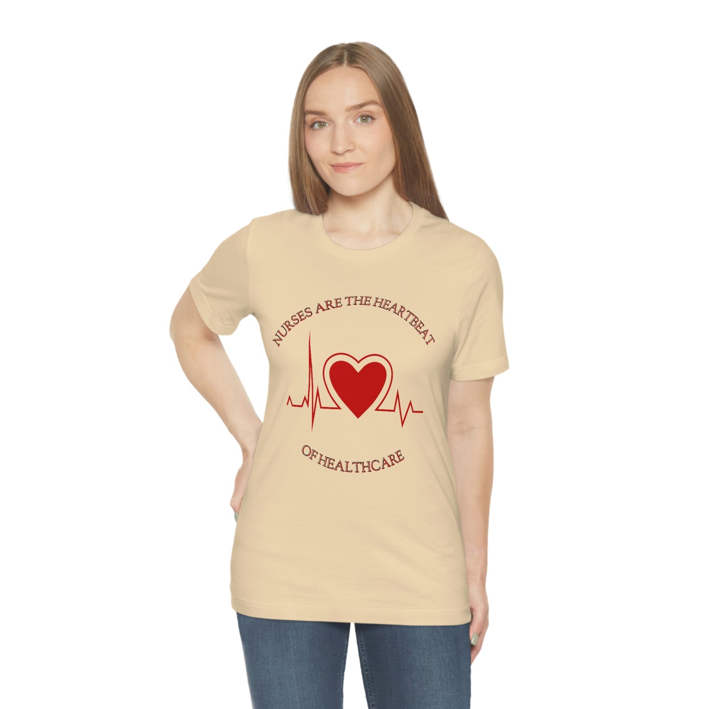 Unisex Jersey Short Sleeve Tee for Nurse, gift for nurse, nurses are the heartbeat for healthcare, heartbeat, nurse valentine gift