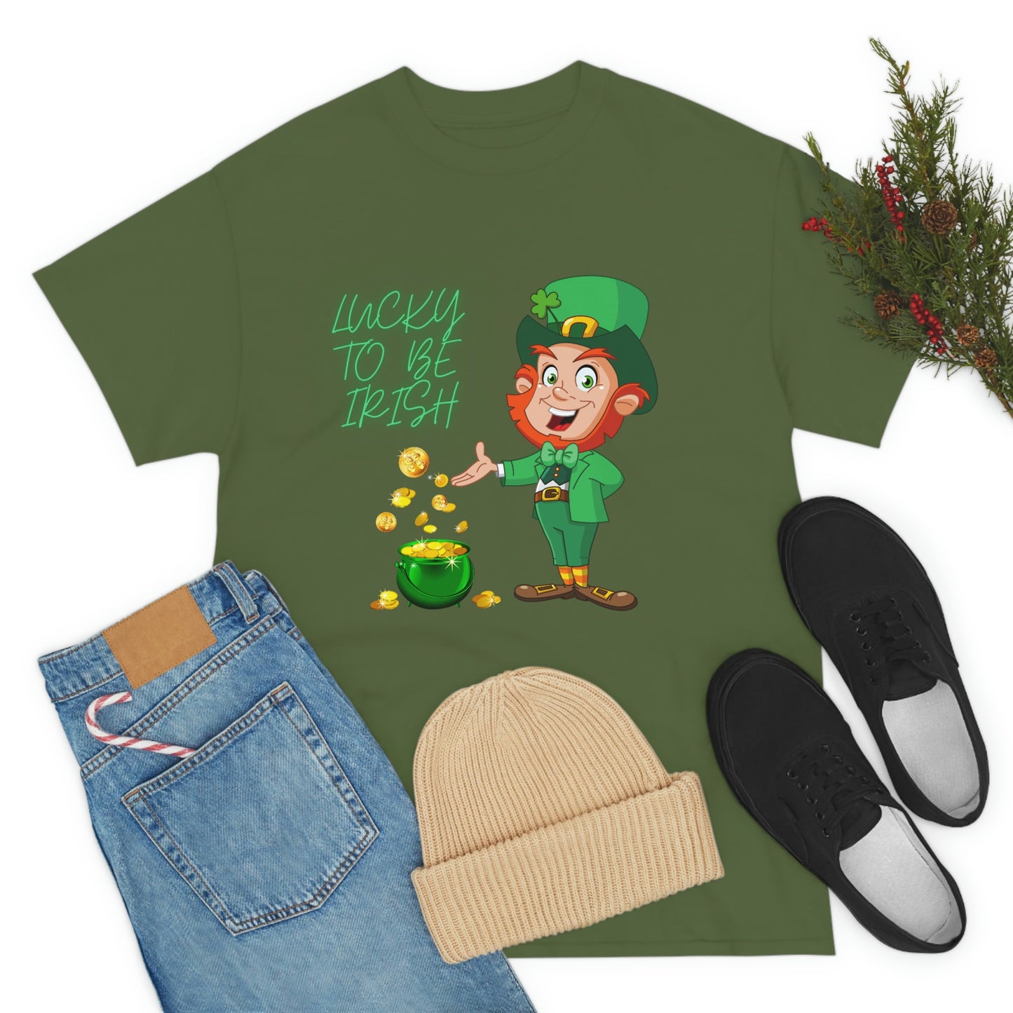 St. Patricks Day, Feeling lucky, rainbow, pot of gold, Unisex Ultra Cotton Tee, Lucky to be irish, shamrock, leprechaun