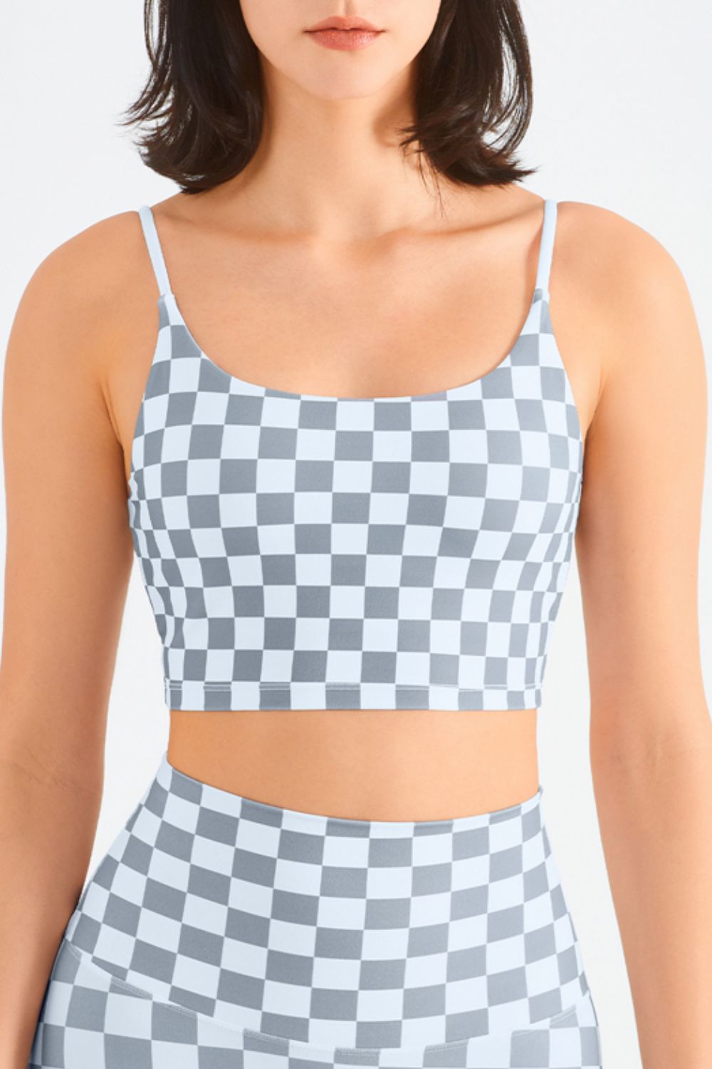 Breathable Checkered Sports Bra