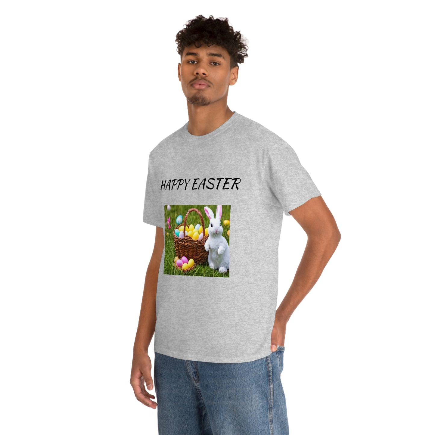 Happy Easter T-Shirt with Bunny and Colored Eggs