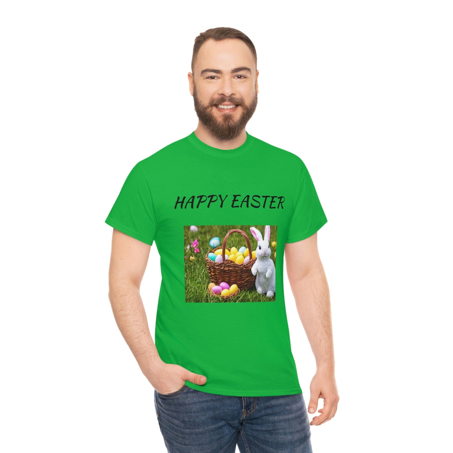 Happy Easter T-Shirt with Bunny and Colored Eggs