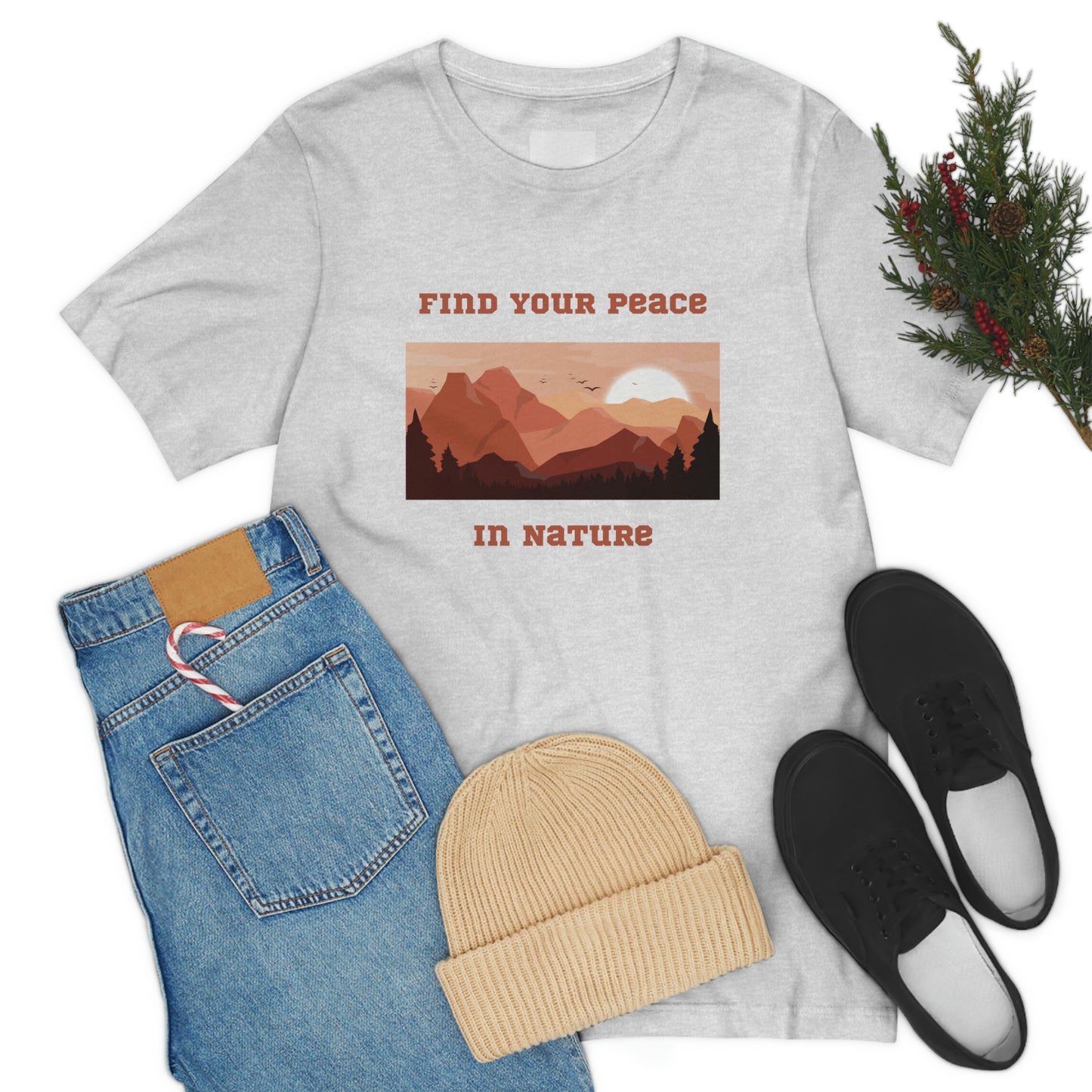 Find your peace in nature, nature lover Tee, camping t-shirt, hiking, camping, gift for the camper, outdoor lover Tee