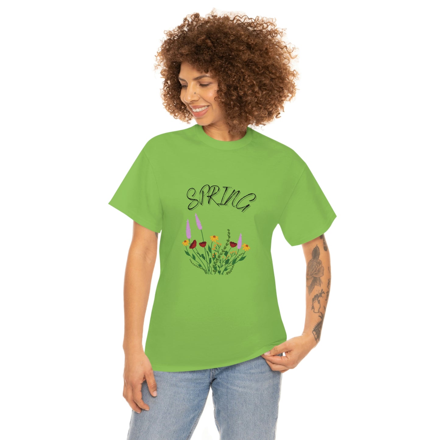 Spring Wildflowers T-Shirt, Unisex Heavy Cotton Tee