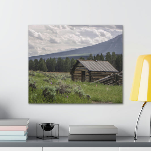 Original AI Created Canvas Print of Rustic Cabin