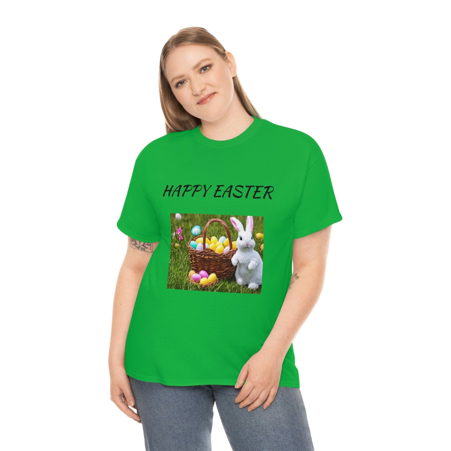 Happy Easter T-Shirt with Bunny and Colored Eggs