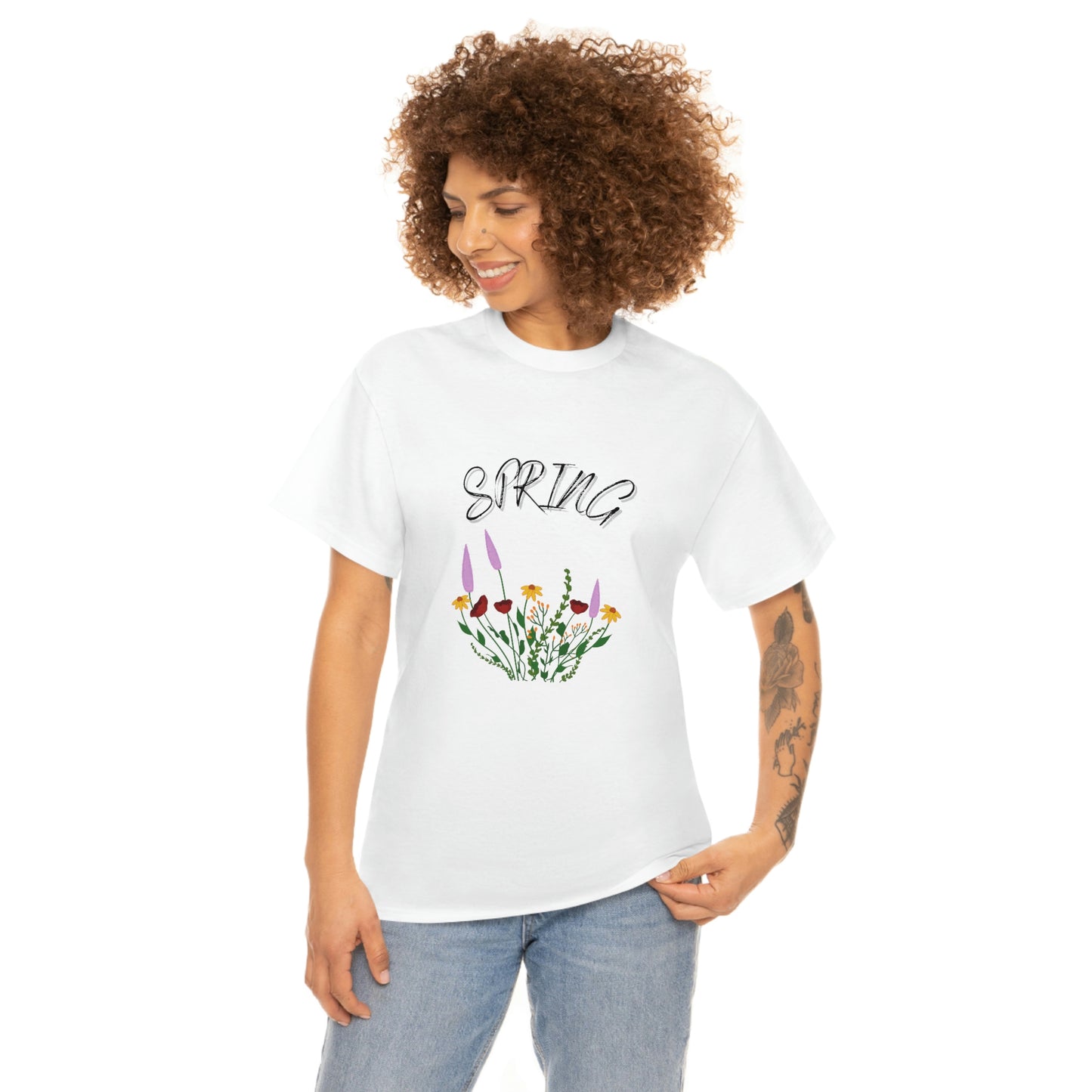 Spring Wildflowers T-Shirt, Unisex Heavy Cotton Tee