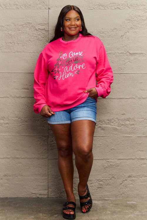 Simply Love Full Size Letter Graphic Long Sleeve Sweatshirt