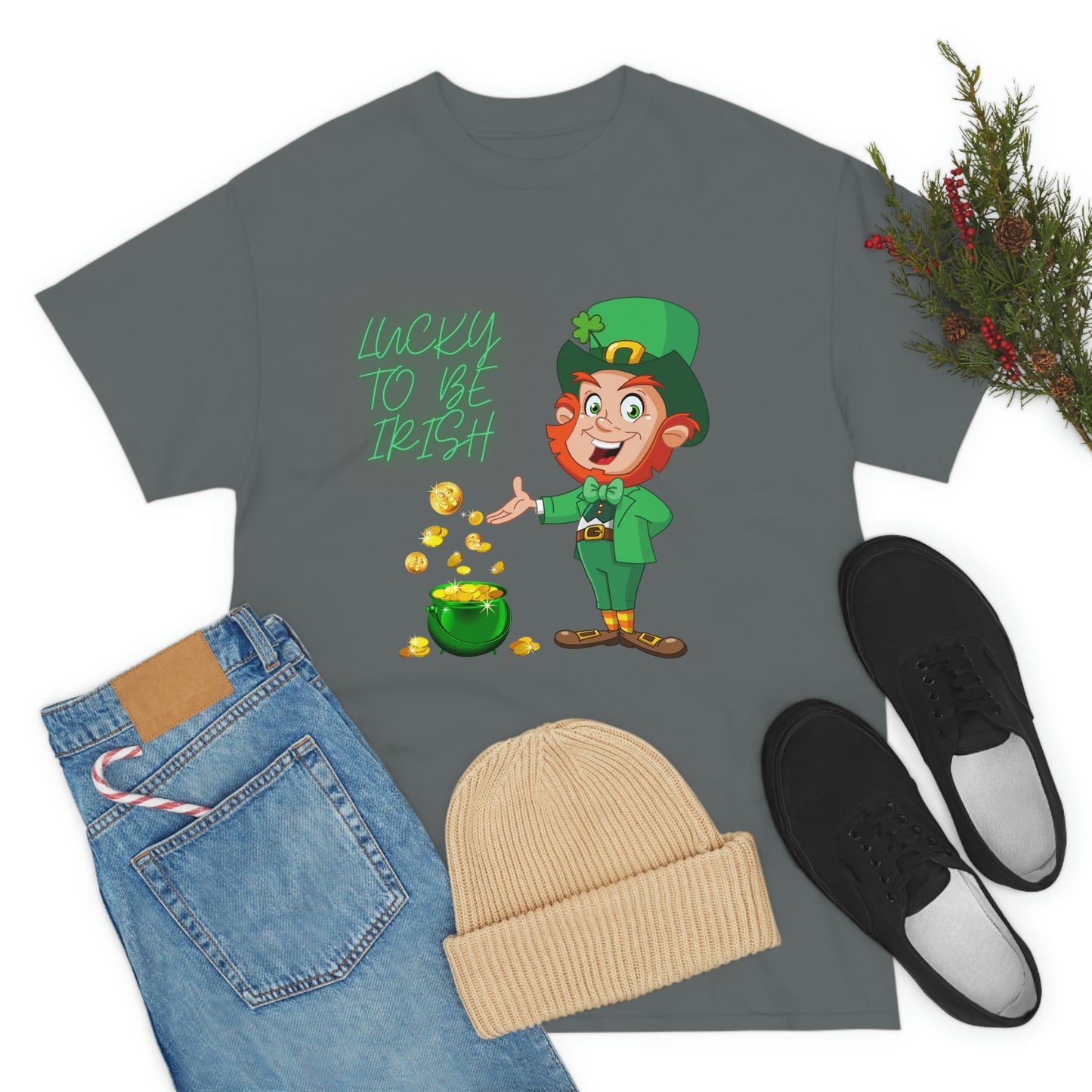 St. Patricks Day, Feeling lucky, rainbow, pot of gold, Unisex Ultra Cotton Tee, Lucky to be irish, shamrock, leprechaun