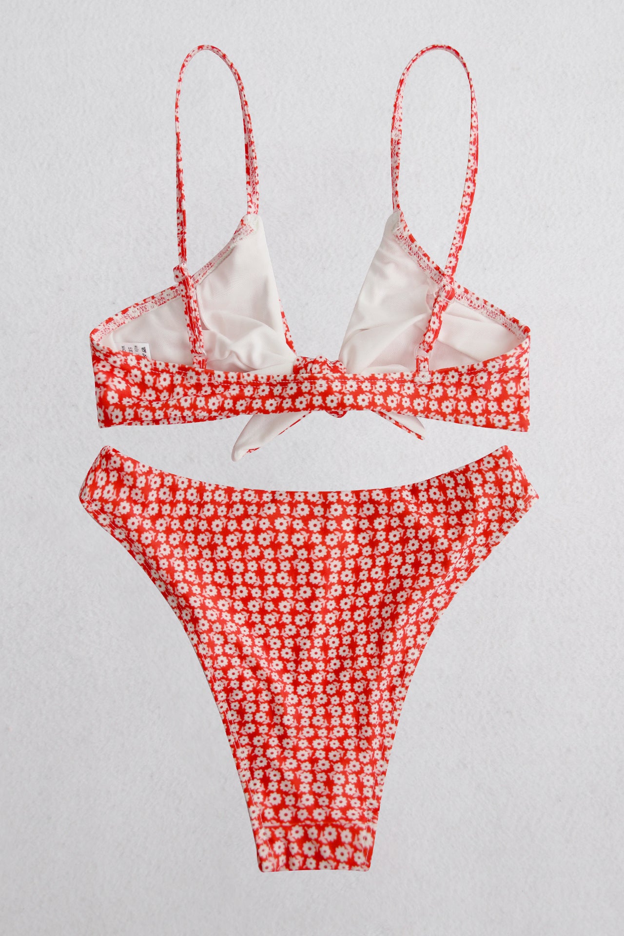 Printed Tie Front Spaghetti Strap Bikini Set