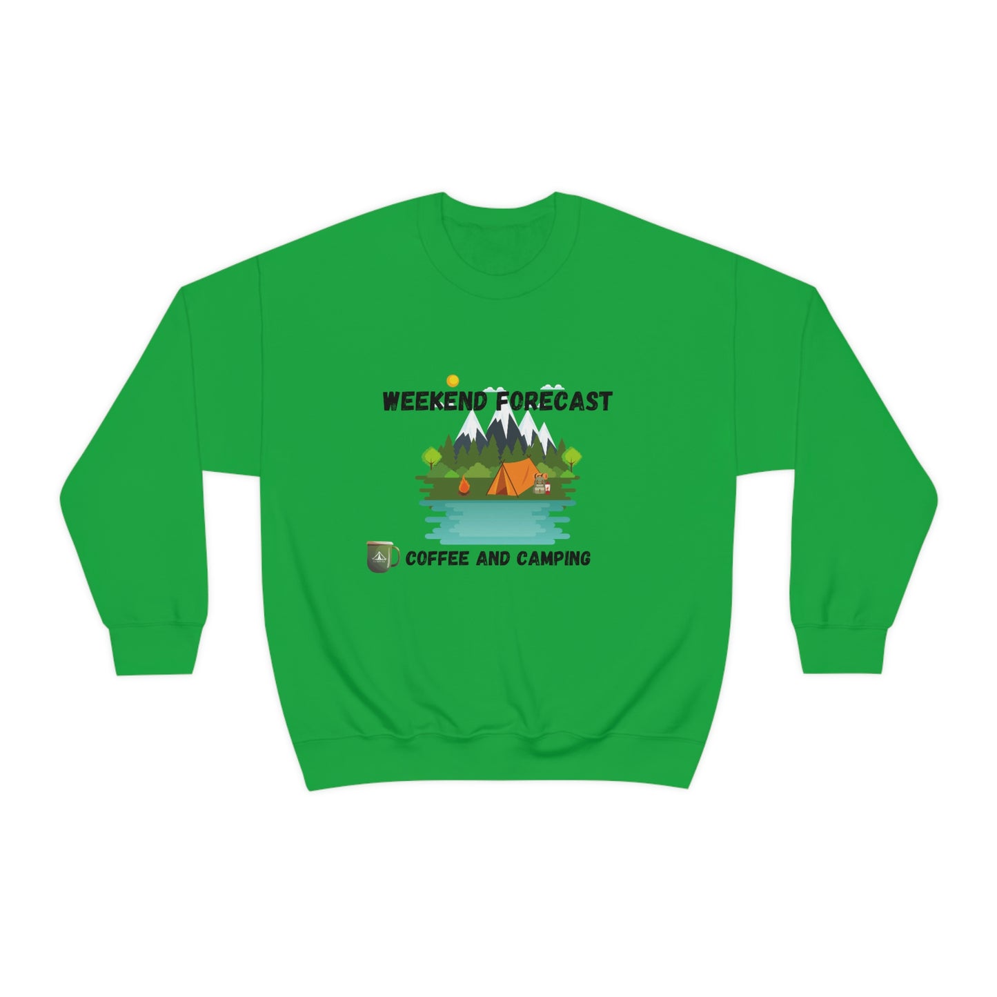 Weekend Forecast Camping and Coffee Graphic Design Sweatshirt