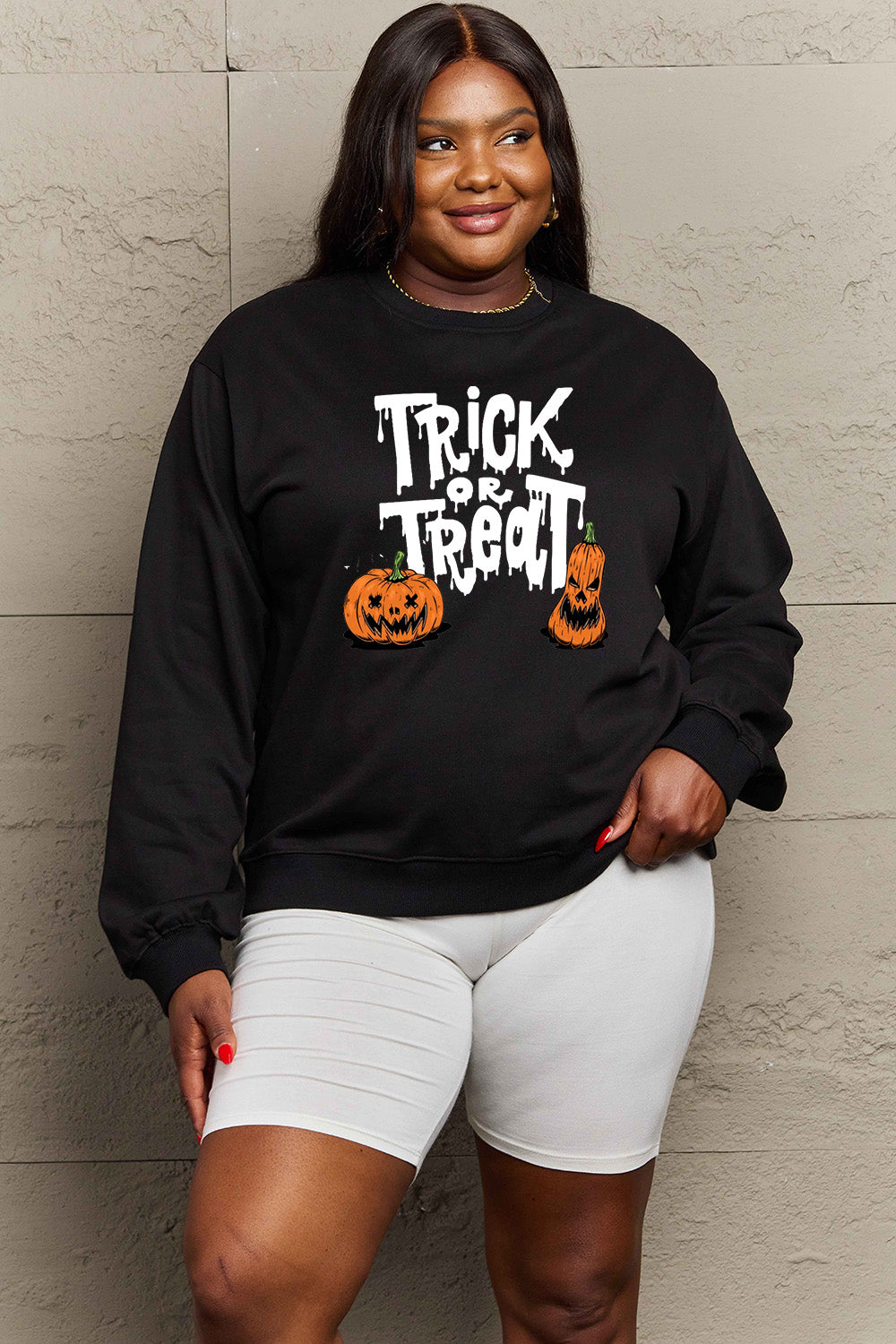 Simply Love Full Size TRICK OR TREAT Graphic Sweatshirt