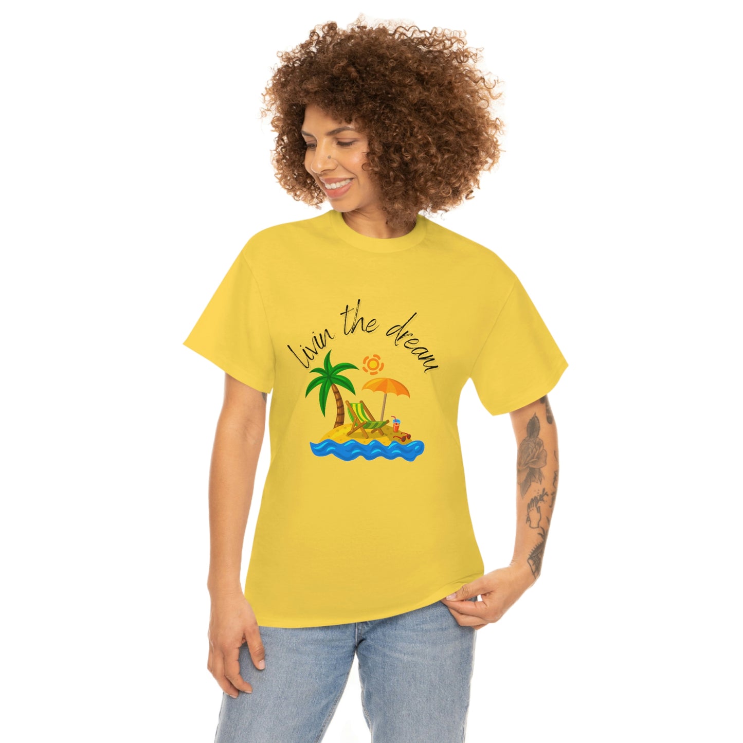 Livin' the Dream" Beach Scene T-Shirt