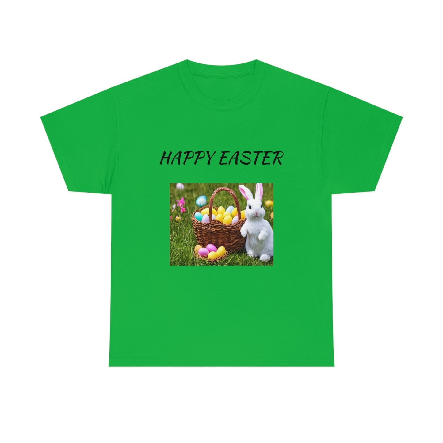 Happy Easter T-Shirt with Bunny and Colored Eggs