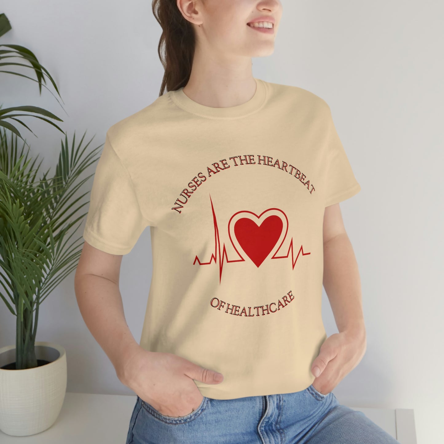 Unisex Jersey Short Sleeve Tee for Nurse, gift for nurse, nurses are the heartbeat for healthcare, heartbeat, nurse valentine gift