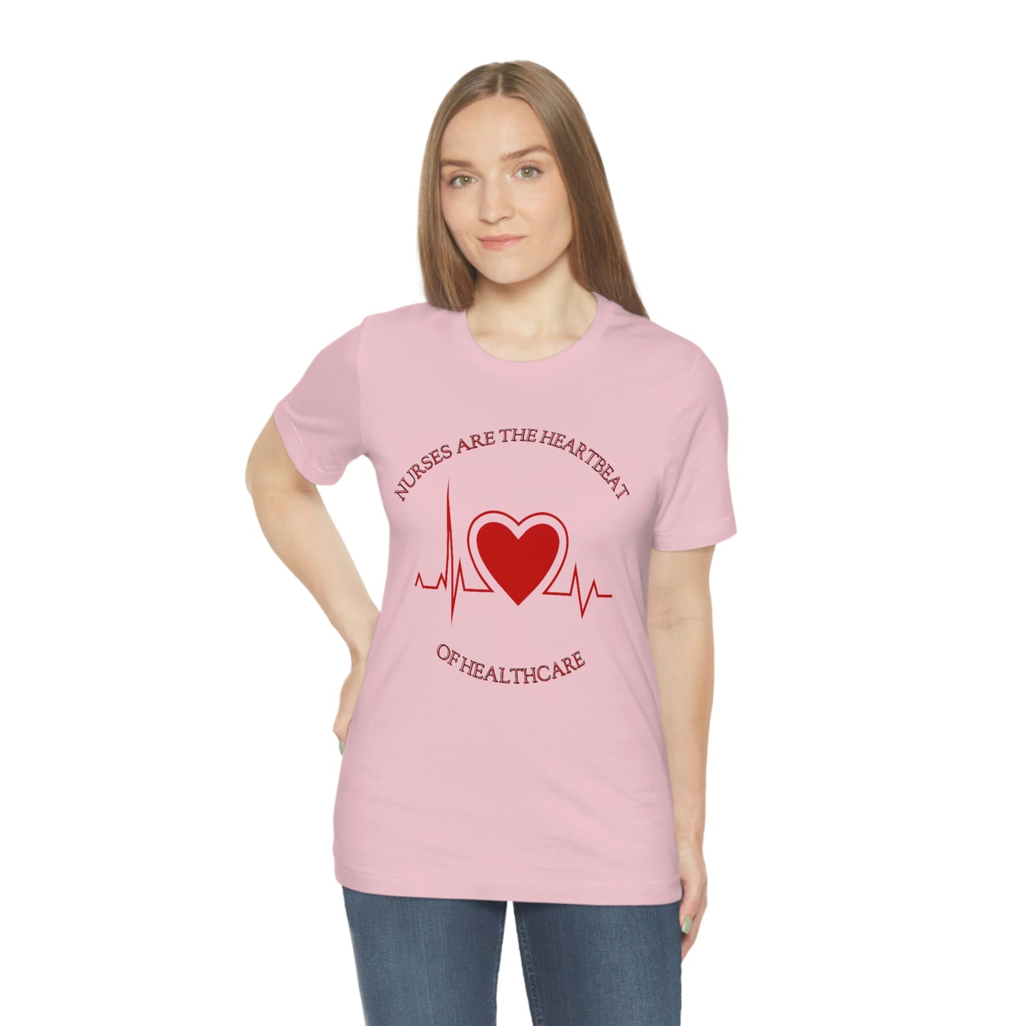 Unisex Jersey Short Sleeve Tee for Nurse, gift for nurse, nurses are the heartbeat for healthcare, heartbeat, nurse valentine gift