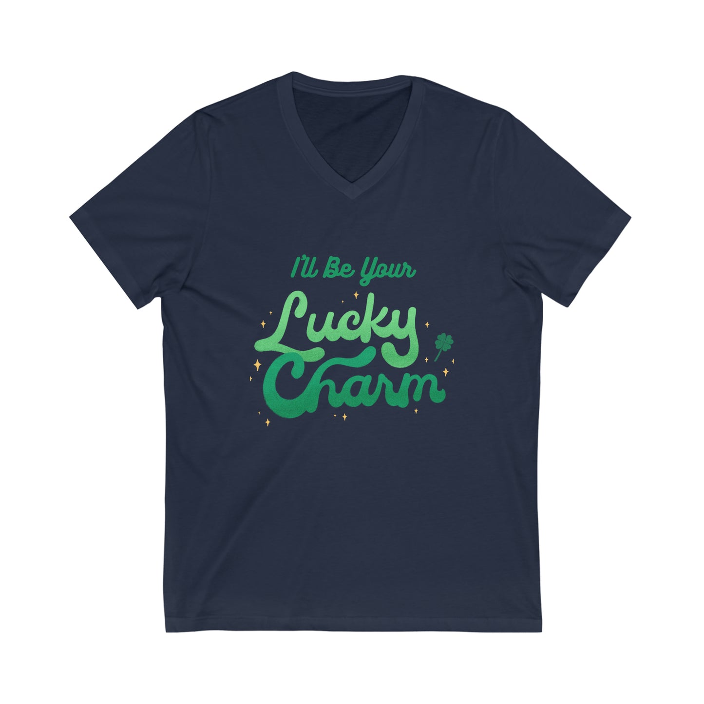 Short Sleeve V-Neck Tee, Lucky Charm, Tee for holiday, St. Patty's day Tee, Gift for Girlfriend, Gift for Boyfriend, Gift for spouse