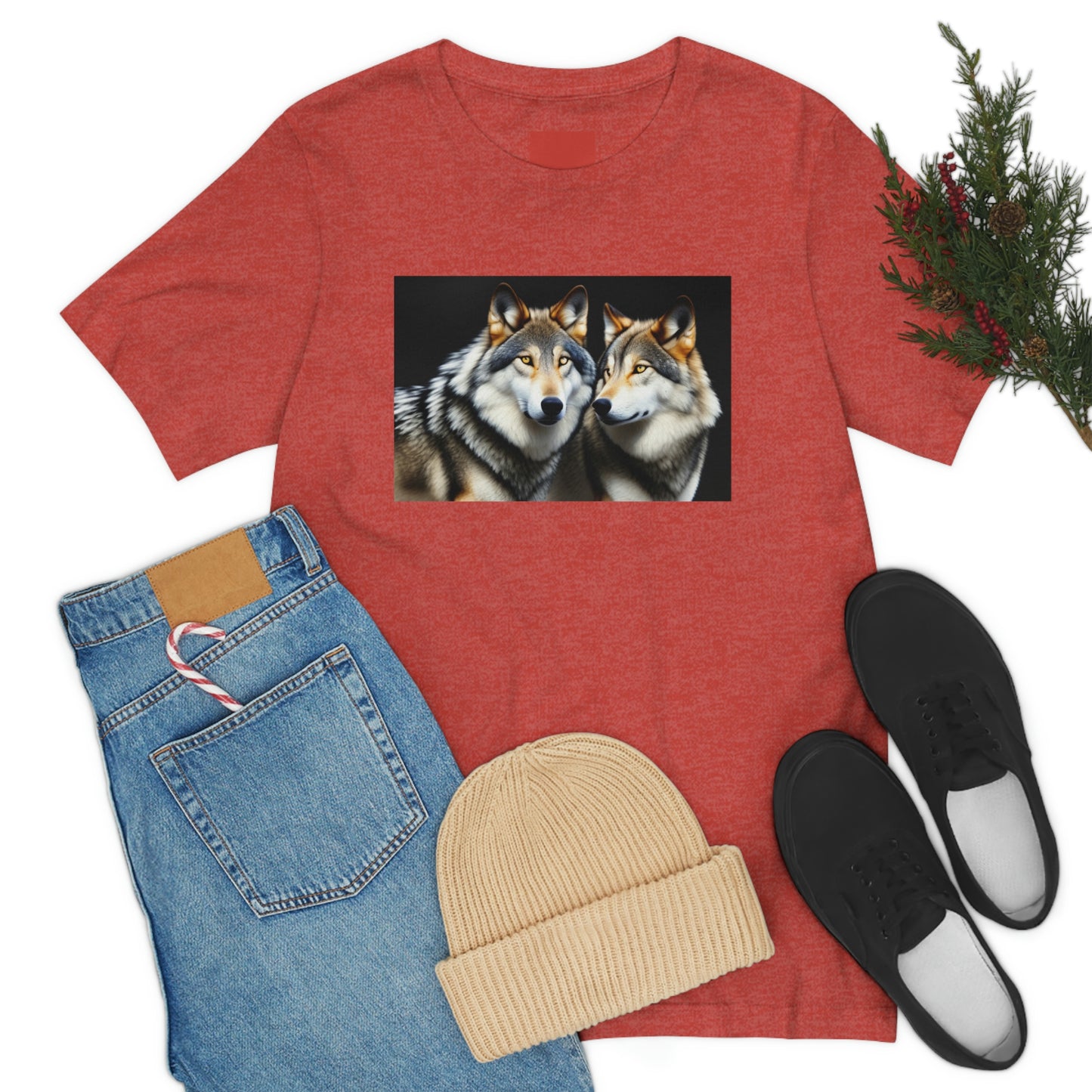 Wolf Short Sleeve Tee, wolves, gift for man, t-shirt for man, t-shirt with wolf, 2 wolves