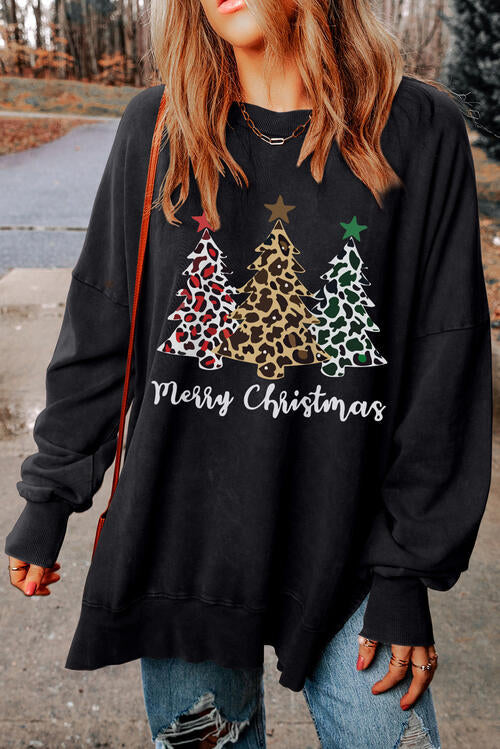 MERRY CHRISTMAS Graphic Dropped Shoulder Sweatshirt