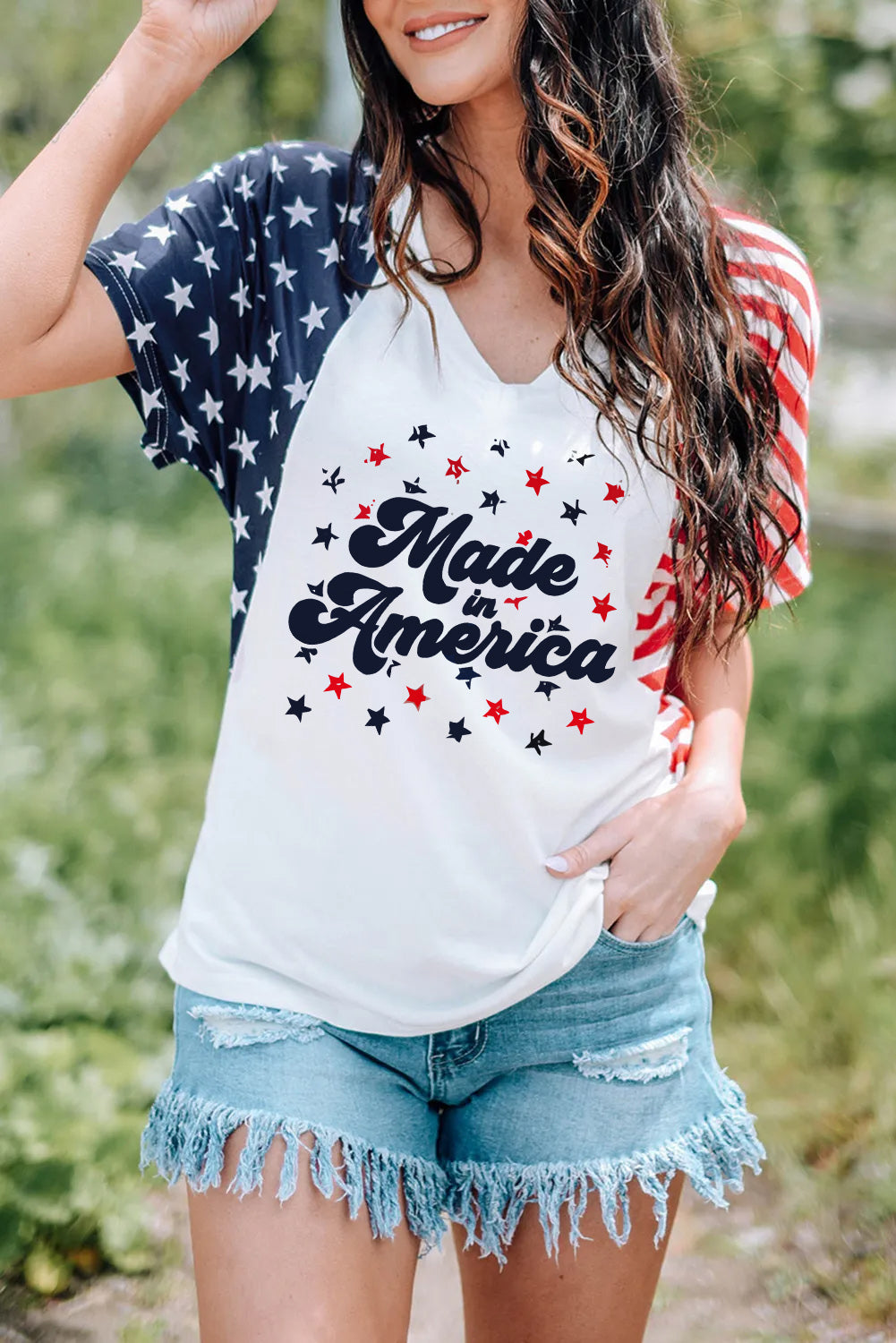 Stars and Stripes V-Neck Tee Shirt