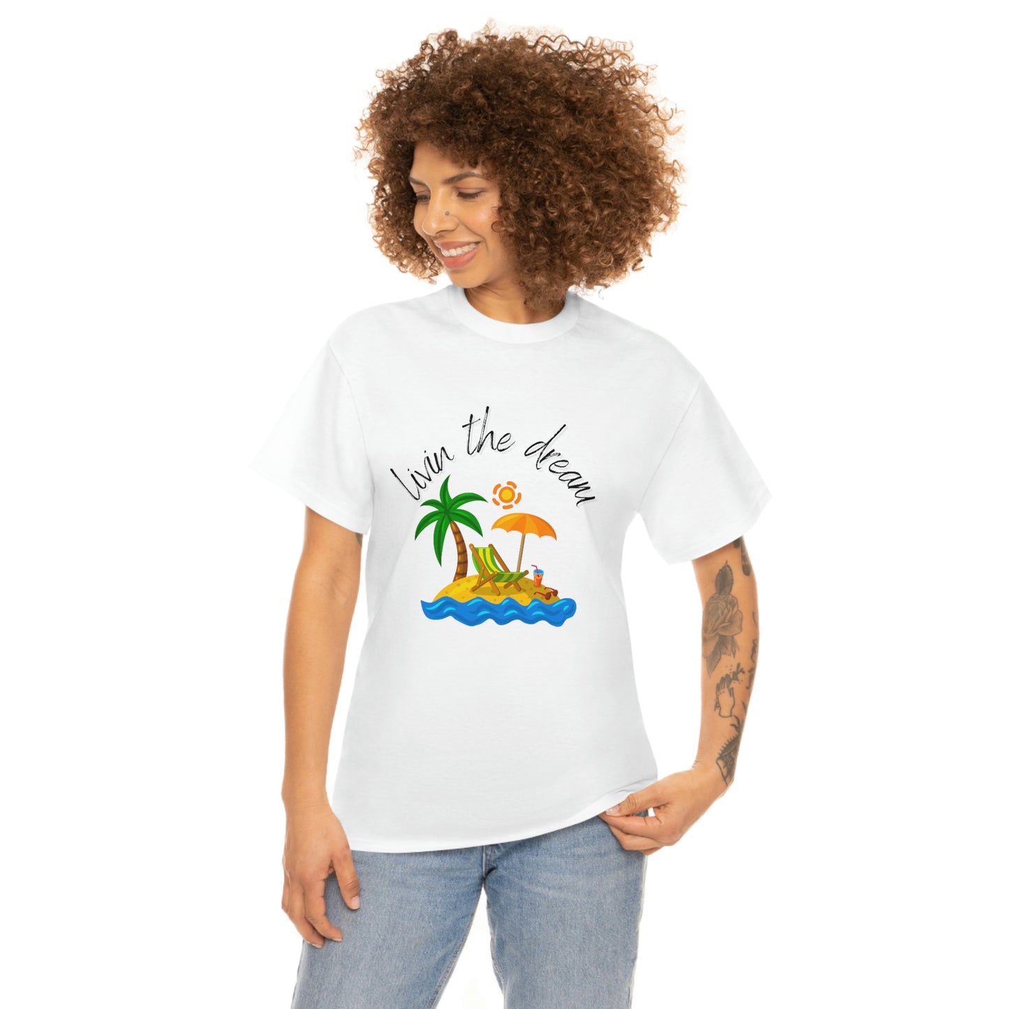 Livin' the Dream" Beach Scene T-Shirt