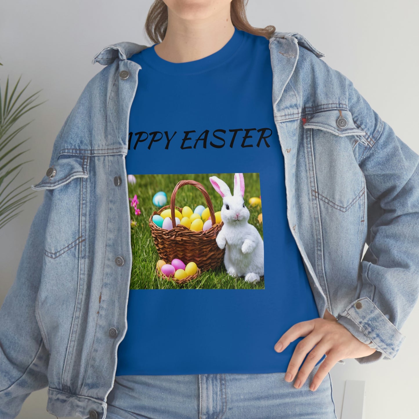 Happy Easter T-Shirt with Bunny and Colored Eggs