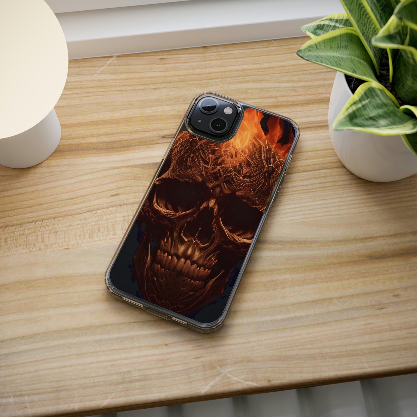 Flaming Skull Clear Iphone Case