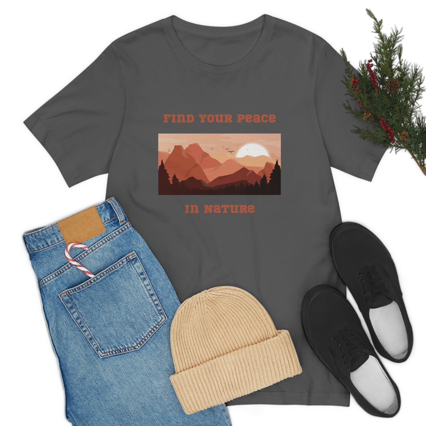 Find your peace in nature, nature lover Tee, camping t-shirt, hiking, camping, gift for the camper, outdoor lover Tee