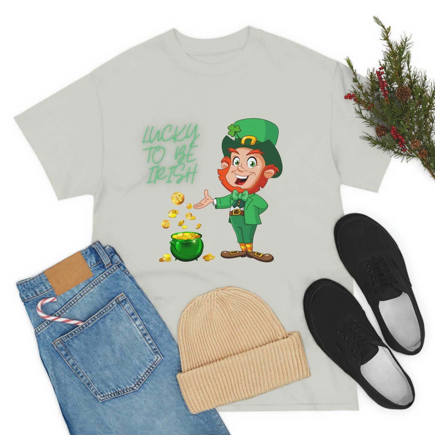 St. Patricks Day, Feeling lucky, rainbow, pot of gold, Unisex Ultra Cotton Tee, Lucky to be irish, shamrock, leprechaun