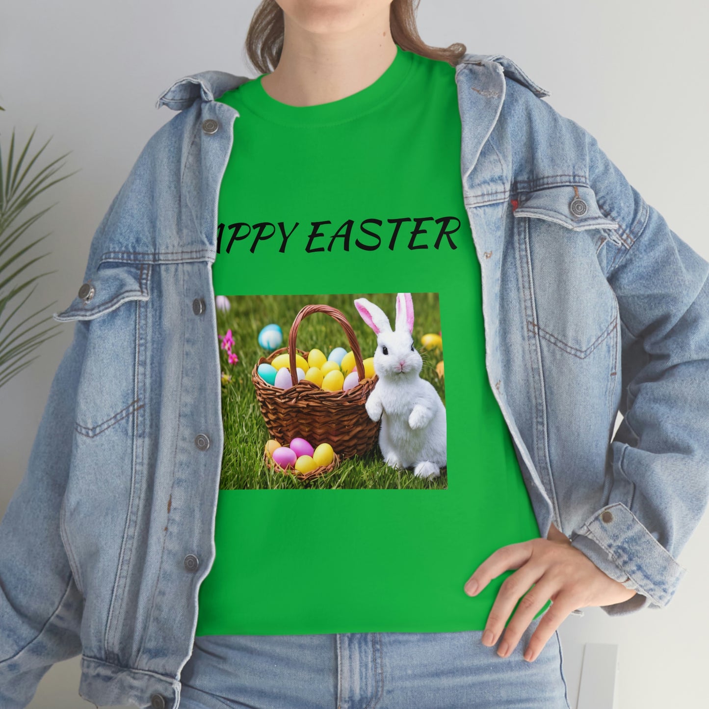 Happy Easter T-Shirt with Bunny and Colored Eggs