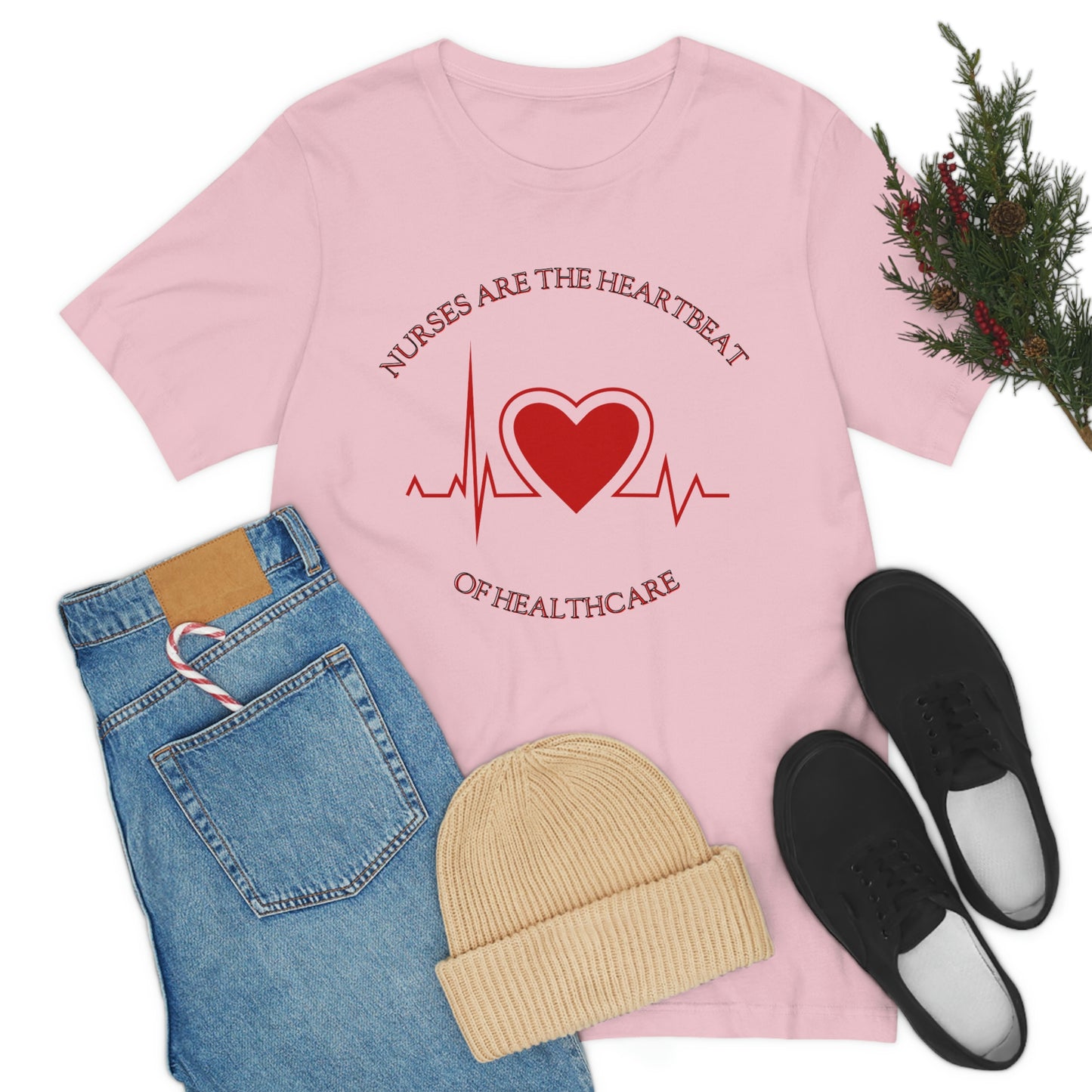 Unisex Jersey Short Sleeve Tee for Nurse, gift for nurse, nurses are the heartbeat for healthcare, heartbeat, nurse valentine gift