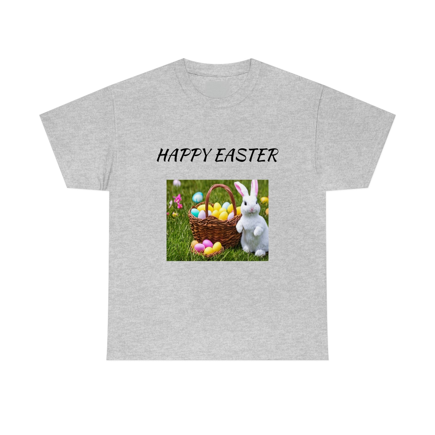 Happy Easter T-Shirt with Bunny and Colored Eggs