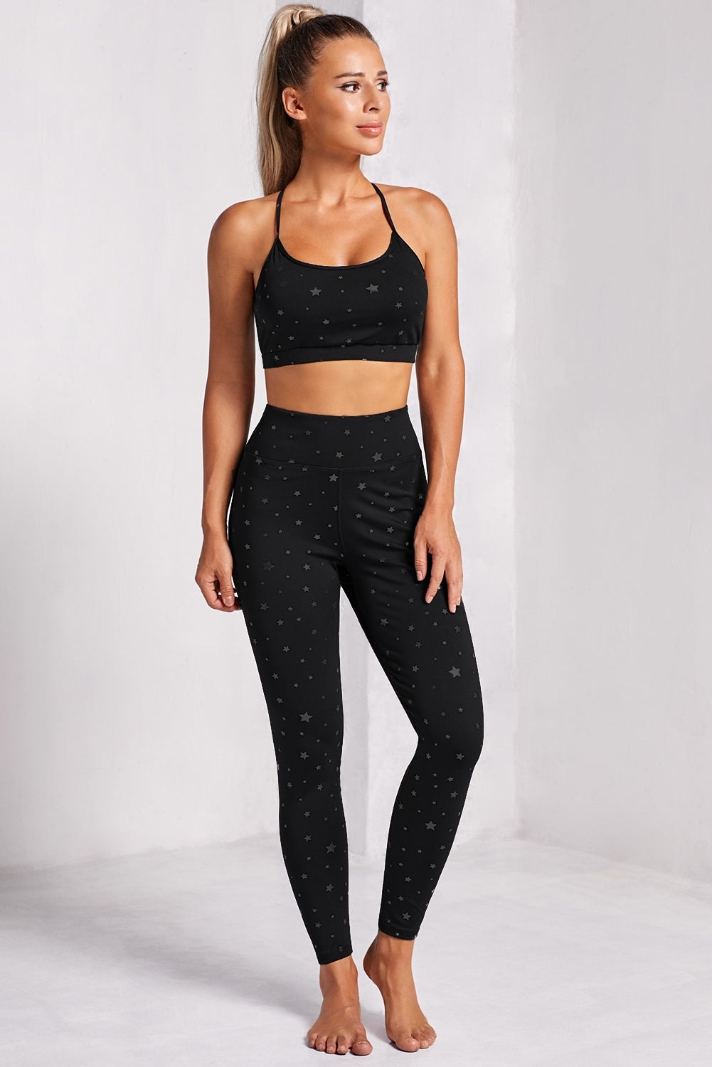 Star Print Sports Bra and Leggings Set