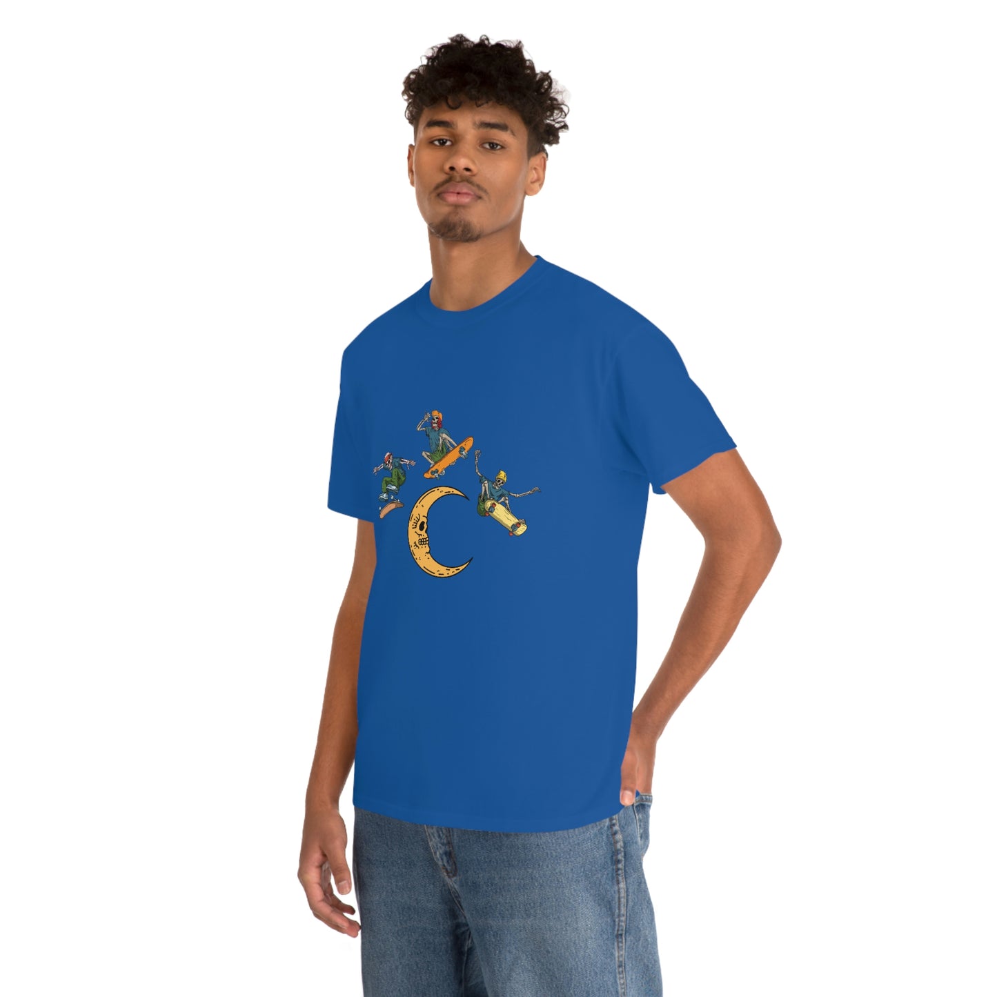 Skateboarding Skeletons Crescent Moon T-Shirt