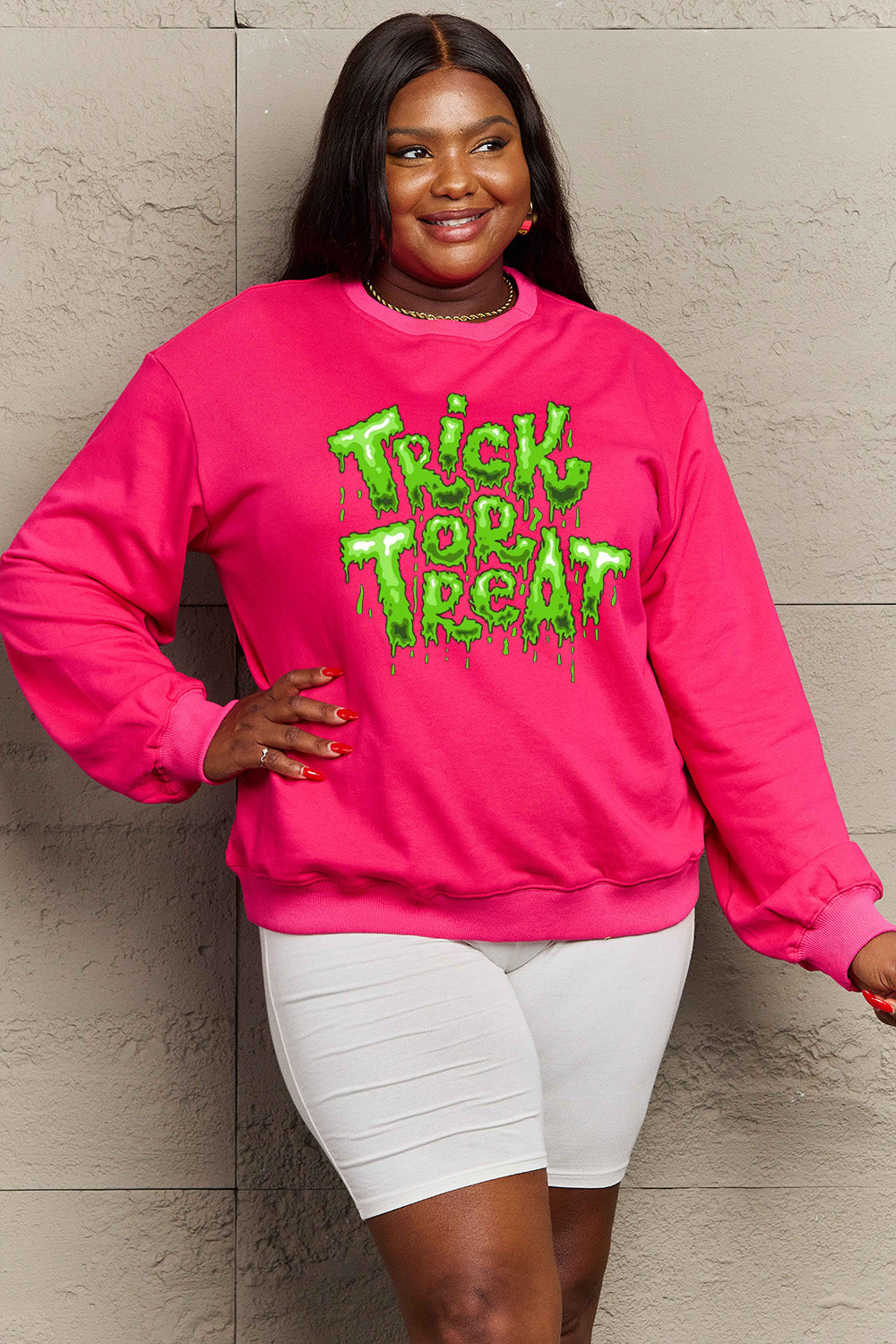 Simply Love Full Size TRICK OR TREAT Graphic Sweatshirt